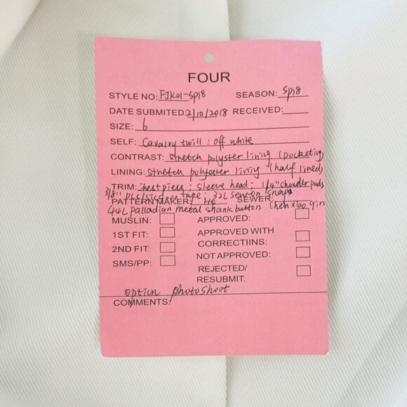 Four. Brand Boutique Off White Twill Cavalry Military Jacket Coat Sample NEW 6 - Picture 4 of 5